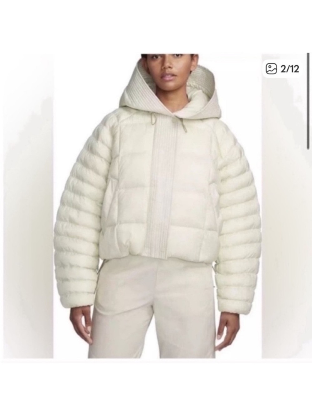 Nike Women's Off-White Hooded Puffer Jacket NWT XXL